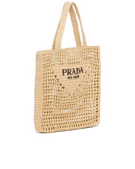 prada small raffia tote|prada nylon shopper tote.